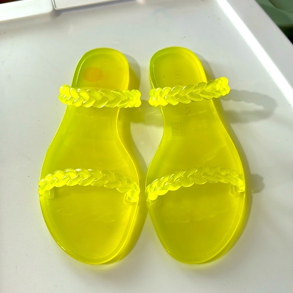 Stuart Weitzman braida sawyer neon braided sandals beach vacation - Picture 2 of 6